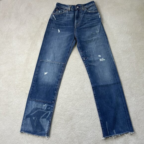 Levis Women’s 26 701 LVC 1950 Selvedge Jean High Waist Patchwork Big E Denim - Picture 3 of 14